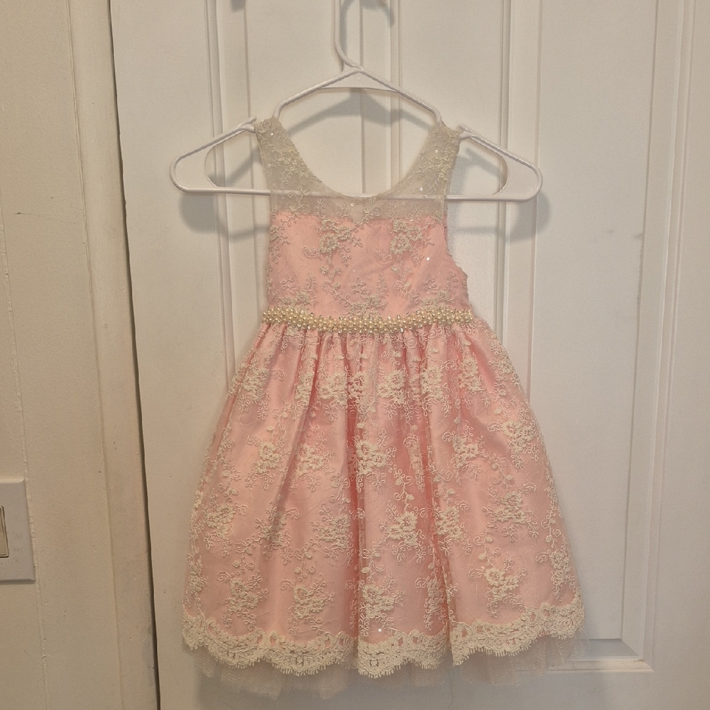 Elegant Pink Lace Kids Dress Size 4